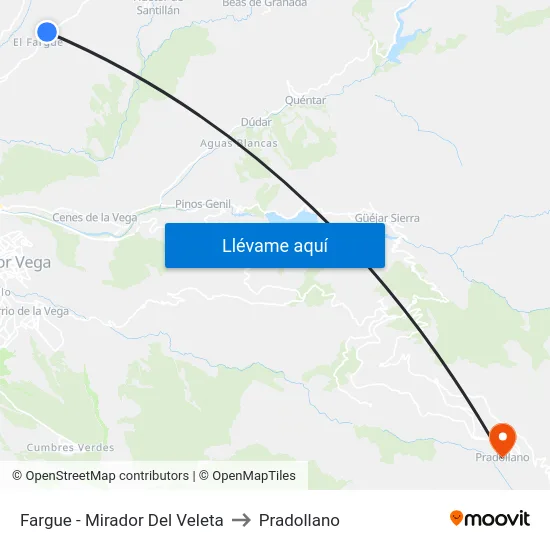 Fargue - Mirador Del Veleta to Pradollano map
