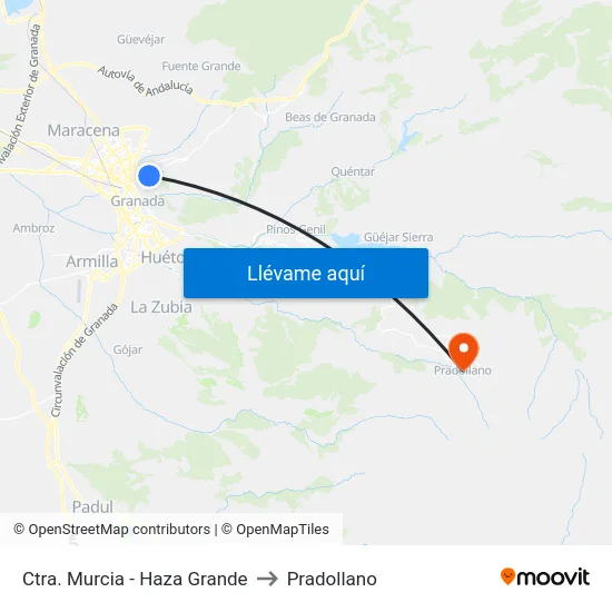 Ctra. Murcia - Haza Grande to Pradollano map