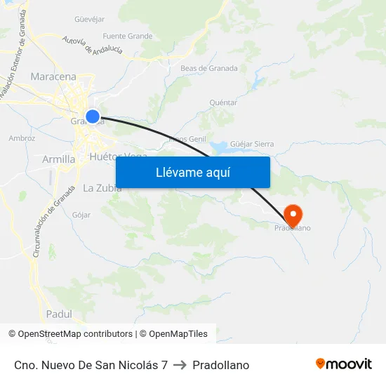 Cno. Nuevo De San Nicolás 7 to Pradollano map