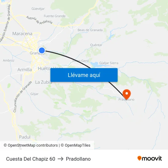 Cuesta Del Chapiz 60 to Pradollano map