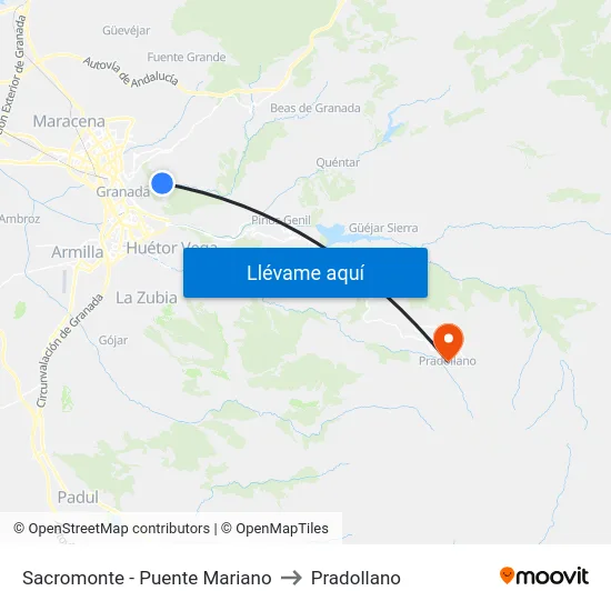 Sacromonte - Puente Mariano to Pradollano map
