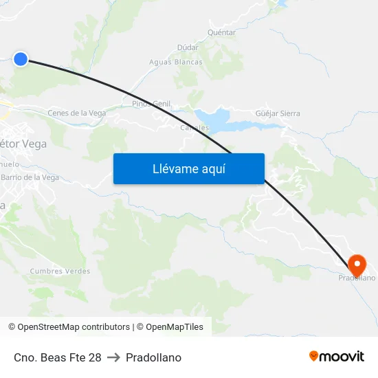 Cno. Beas Fte 28 to Pradollano map