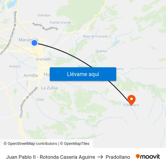 Juan Pablo II - Rotonda Casería  Aguirre to Pradollano map