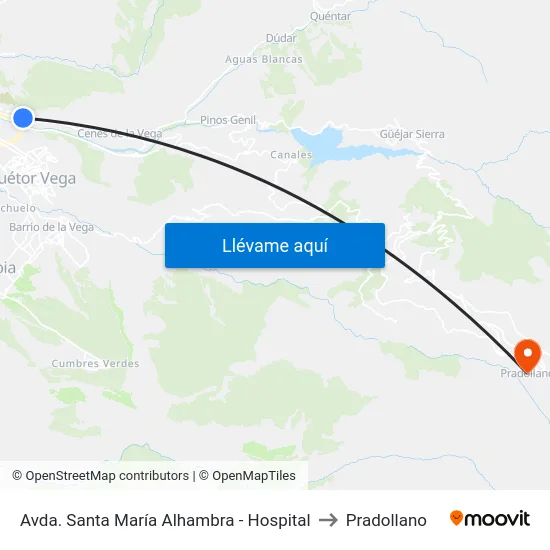 Avda. Santa María Alhambra - Hospital to Pradollano map