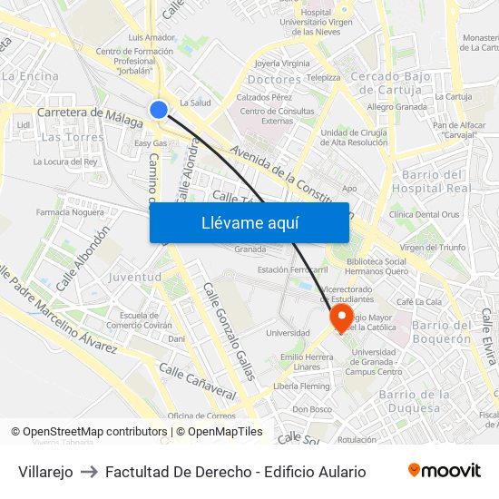 Villarejo to Factultad De Derecho - Edificio Aulario map