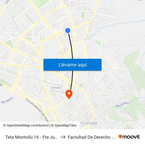 Tete Montoliú 16 - Fte Junta De Andalucía to Factultad De Derecho - Edificio Aulario map