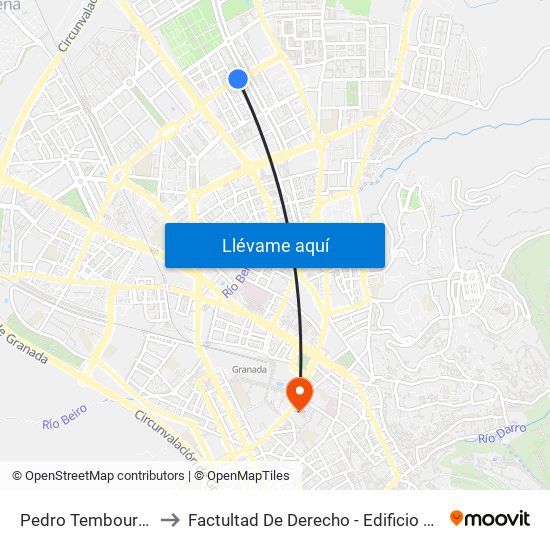 Pedro Temboury 15 to Factultad De Derecho - Edificio Aulario map