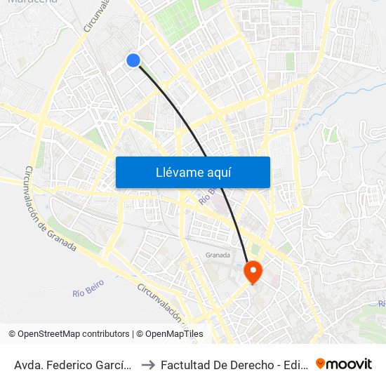 Avda. Federico García Lorca 27 to Factultad De Derecho - Edificio Aulario map