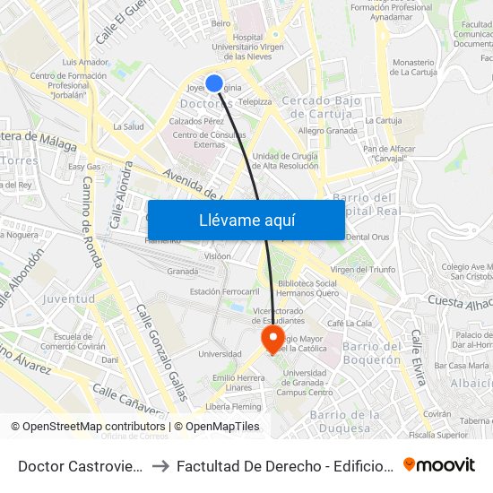 Doctor Castroviejo 13 to Factultad De Derecho - Edificio Aulario map