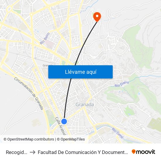 Recogidas to Facultad De Comunicación Y Documentación map