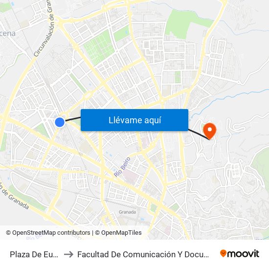 Plaza De Europa to Facultad De Comunicación Y Documentación map