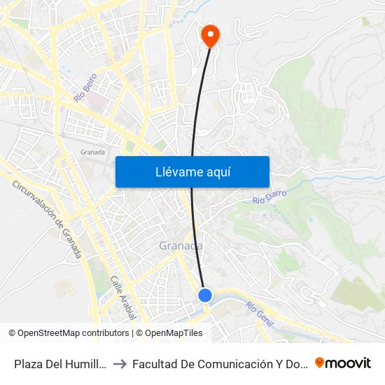 Plaza Del Humilladero 1 to Facultad De Comunicación Y Documentación map