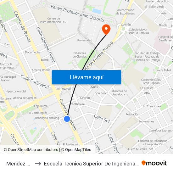 Méndez Núñez to Escuela Técnica Superior De Ingeniería De Edificación map