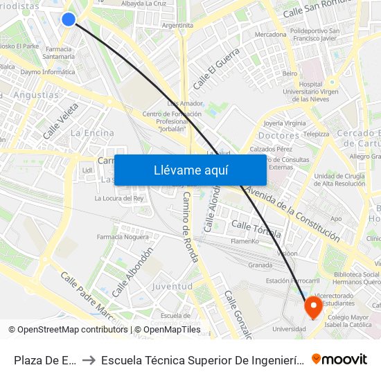 Plaza De Europa to Escuela Técnica Superior De Ingeniería De Edificación map