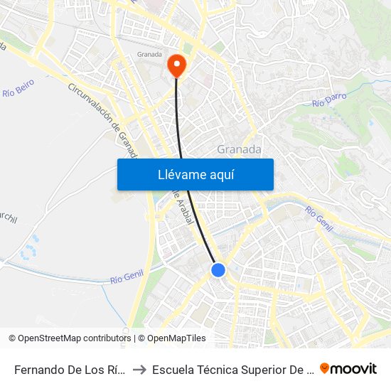 Fernando De Los Ríos - Av. Barcelona to Escuela Técnica Superior De Ingeniería De Edificación map