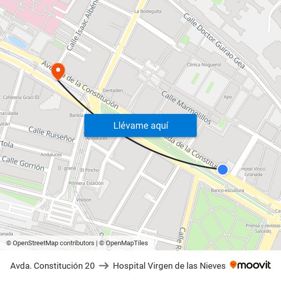 Avda. Constitución 20 to Hospital Virgen de las Nieves map