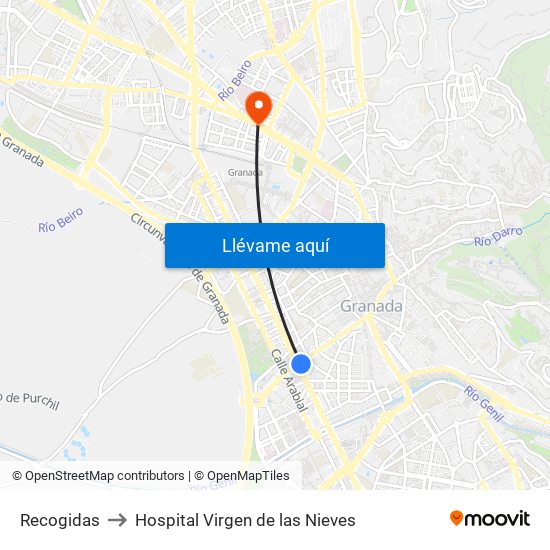 Recogidas to Hospital Virgen de las Nieves map