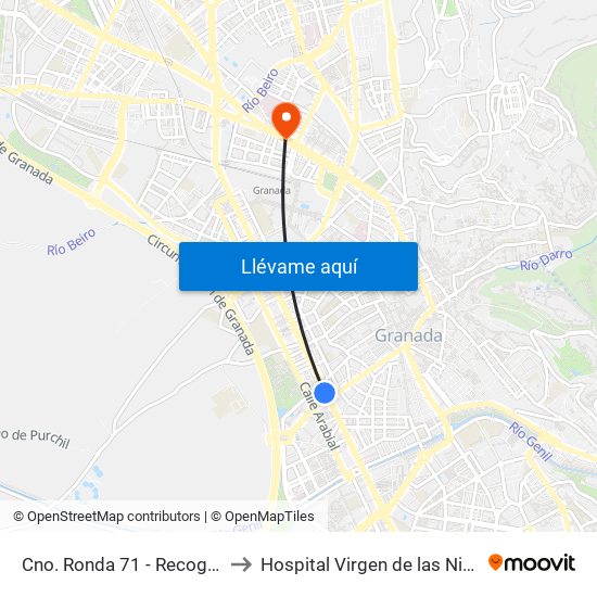 Cno. Ronda 71 - Recogidas to Hospital Virgen de las Nieves map