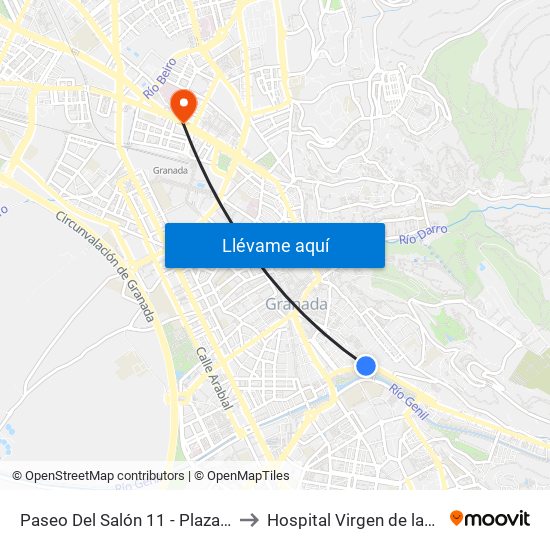 Paseo Del Salón 11 - Plaza Carretas to Hospital Virgen de las Nieves map