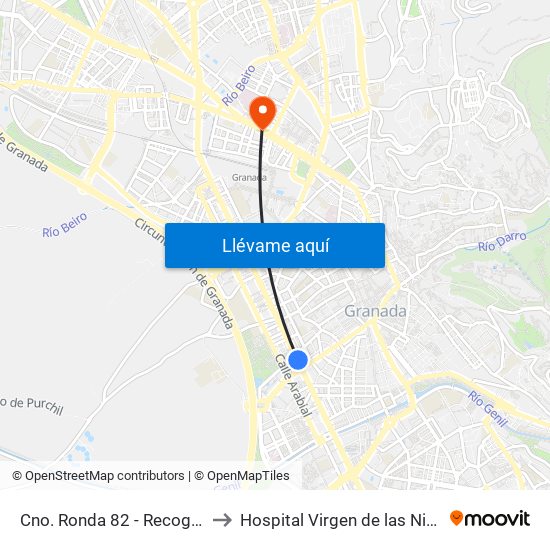 Cno. Ronda 82 - Recogidas to Hospital Virgen de las Nieves map