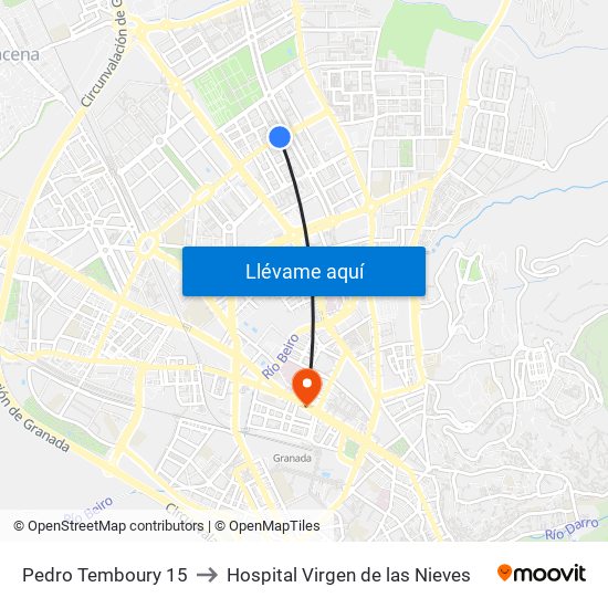 Pedro Temboury 15 to Hospital Virgen de las Nieves map