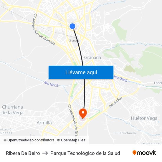 Ribera De Beiro to Parque Tecnológico de la Salud map