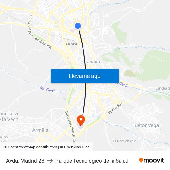 Avda. Madrid 23 to Parque Tecnológico de la Salud map