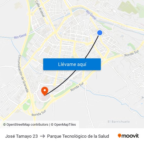 José Tamayo 23 to Parque Tecnológico de la Salud map