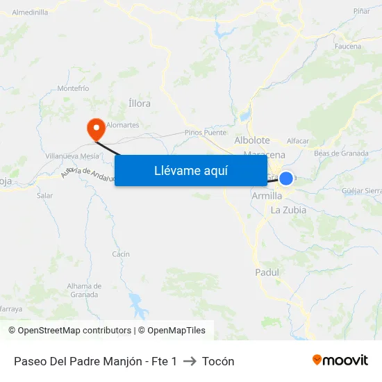 Paseo Del Padre Manjón - Fte 1 to Tocón map