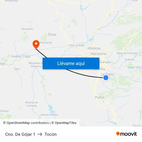 Cno. De Gójar 1 to Tocón map