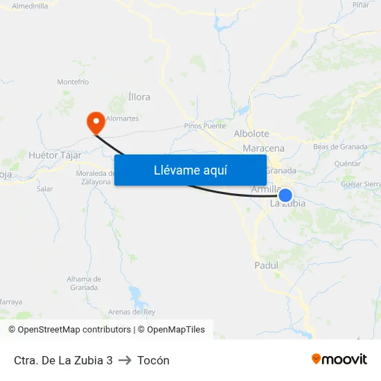 Ctra. De La Zubia 3 to Tocón map