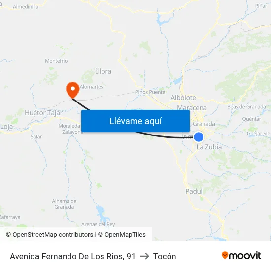 Avenida Fernando De Los Rios, 91 to Tocón map