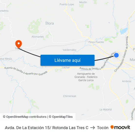 Avda. De La Estación 15/ Rotonda Las Tres C to Tocón map