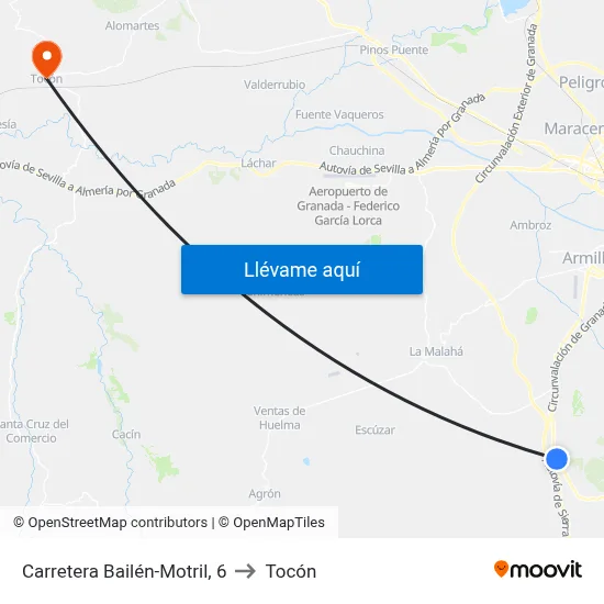 Carretera Bailén-Motril, 6 to Tocón map