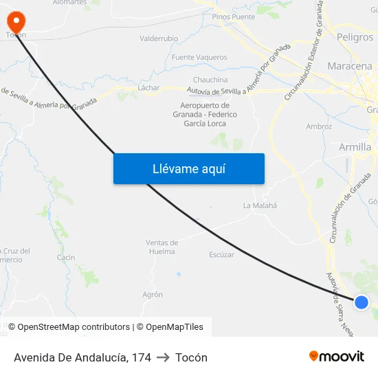 Avenida De Andalucía, 174 to Tocón map