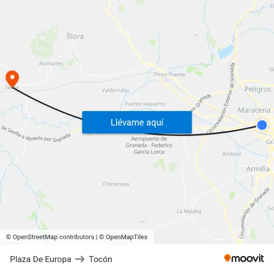 Plaza De Europa to Tocón map
