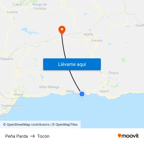 Peña Parda to Tocón map