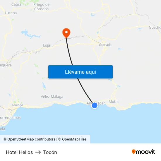 Hotel Helios to Tocón map