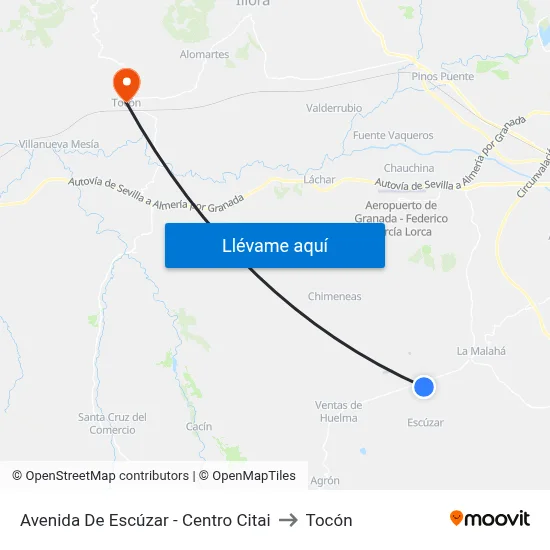 Avenida De Escúzar - Centro Citai to Tocón map