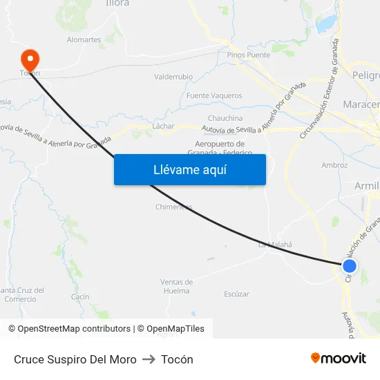 Cruce Suspiro Del Moro to Tocón map