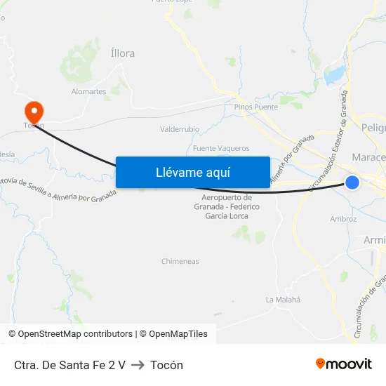 Ctra. De Santa Fe 2 V to Tocón map