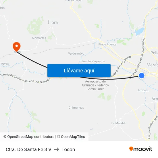 Ctra. De Santa Fe 3 V to Tocón map