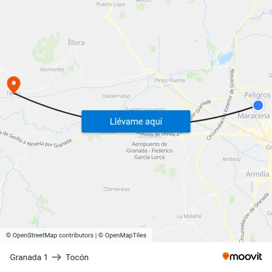 Granada 1 to Tocón map