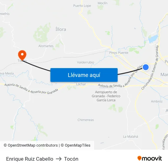 Enrique Ruiz Cabello to Tocón map