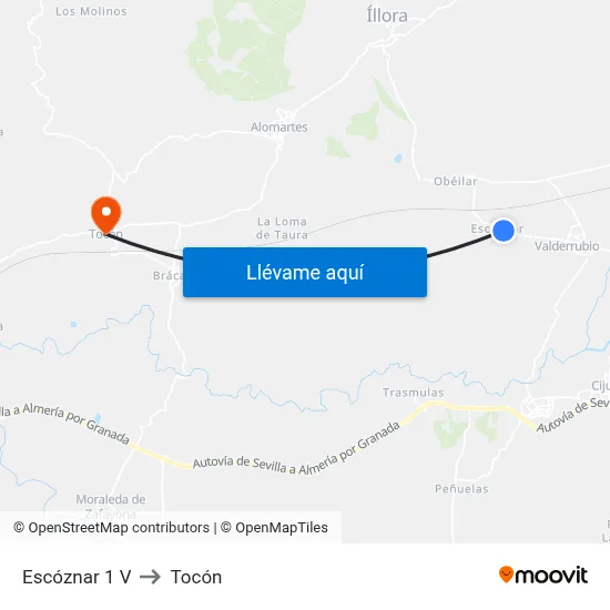 Escóznar 1 V to Tocón map