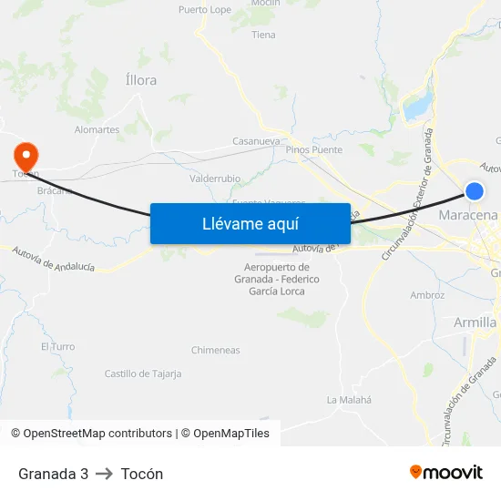 Granada 3 to Tocón map