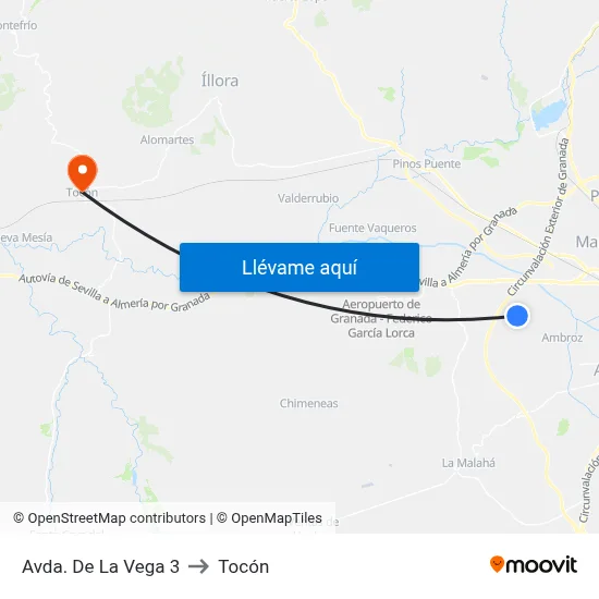 Avda. De La Vega 3 to Tocón map