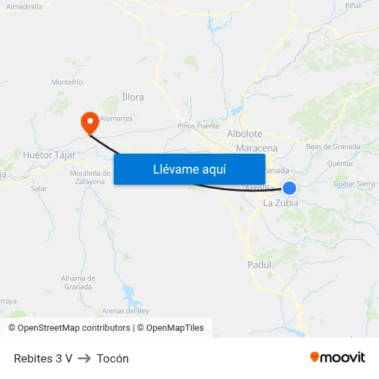 Rebites 3 V to Tocón map