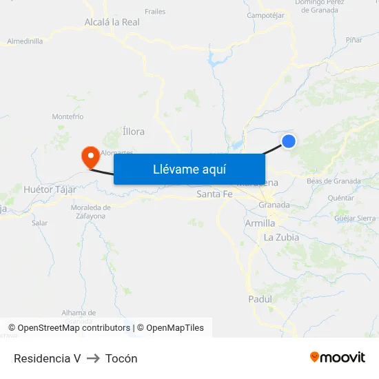 Residencia V to Tocón map