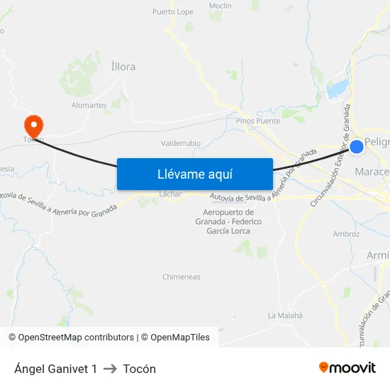 Ángel Ganivet 1 to Tocón map